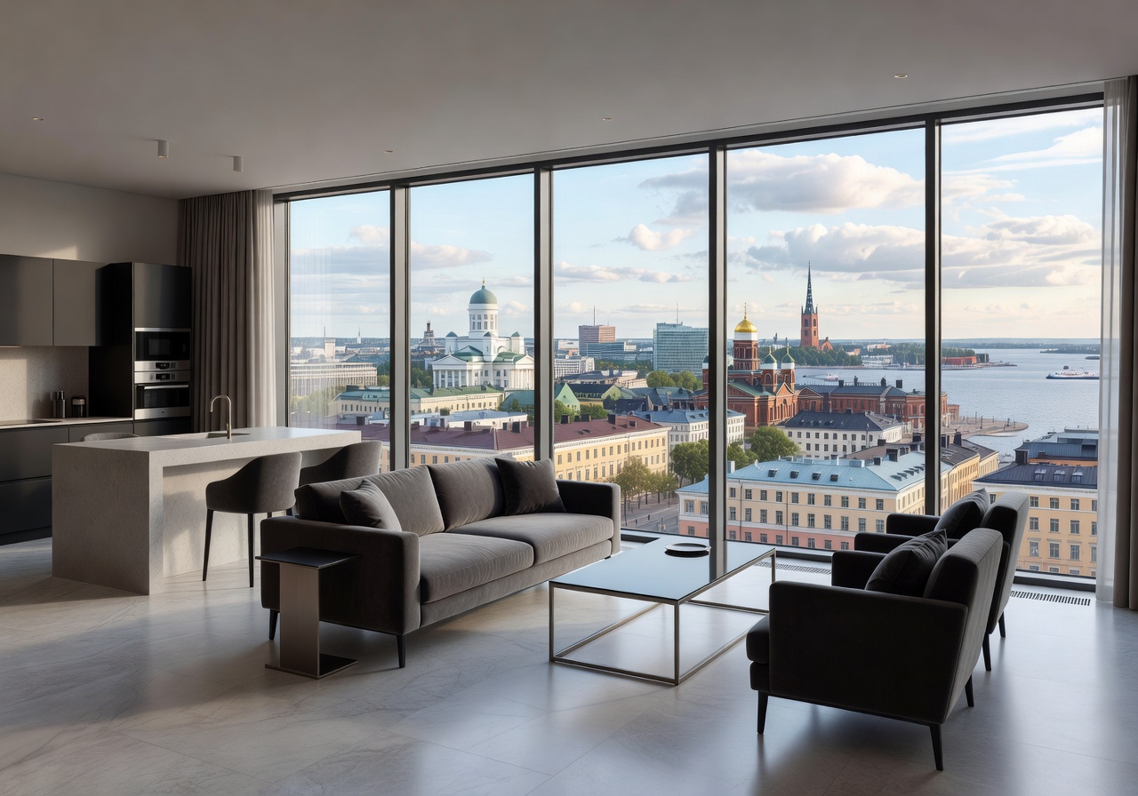 Skyline Premier Suite with panoramic Helsinki view